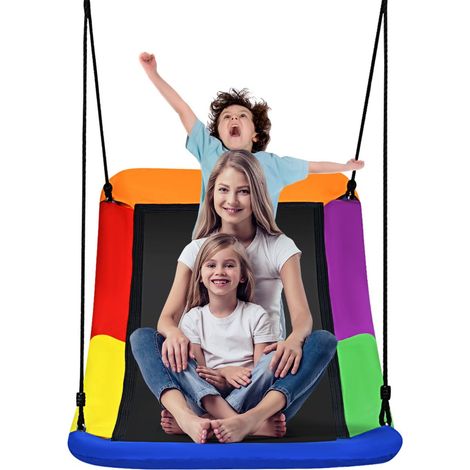 Columpio nido de pájaro para exterior 83 x 155 cm ajustable resistente y estable ambiente alegre fabricado en tela oxford multicolor 200010524