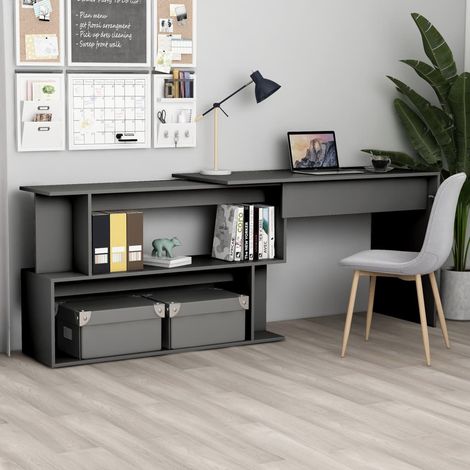 Eckschreibtisch Grau 200x50x76 cm Holzwerkstoff