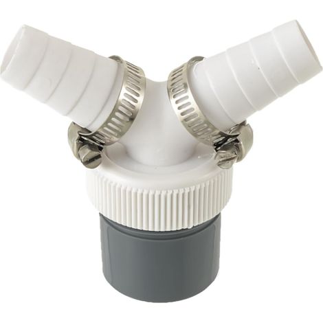 Adaptateur de vidange pour lave-vaisselle et machine à laver, avec raccord d'entrée de 19 à 24 mm et tuyau de sortie de 40 mm, Set Inclut 2 Pièces Collier de Serrage (1/5)