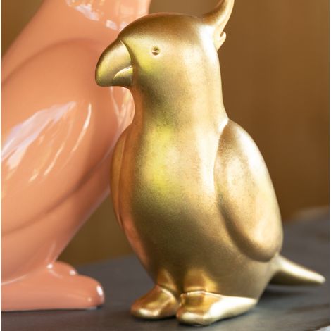 Décoration à poser Cacatoès en céramique doré (1/4)