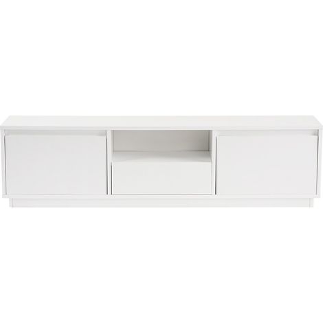 Meuble TV 3 portes 1 niche blanc 160 cm - Noane