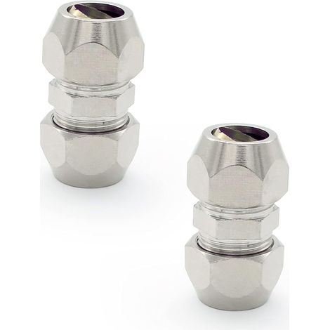 Pieces Olive Gas Fitting, Silver Pneumatic Hose Fitting, Nickel Plated Copper Double Straight Tube Quick Connector, Suitable for Plumbing, Air Compressor.(10mm) (1/5)