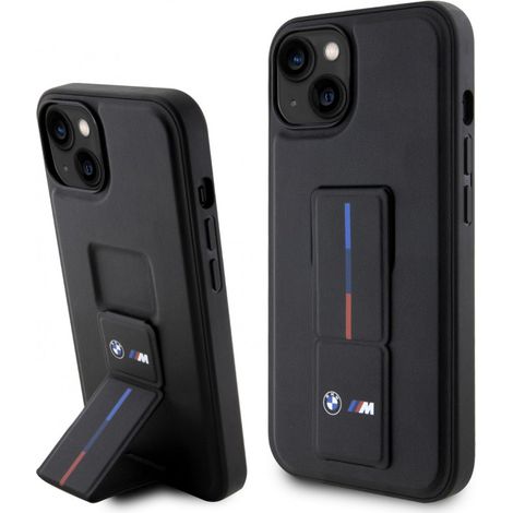 Coque iPhone 14 avec support BMW et marquage à chaud (noire)