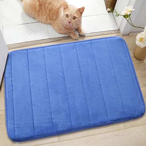 Blaue Badematte, 40 x 60 x 0,5 cm, 1 Stück, saugfähige Badematte, maschinenwaschbar, Badewannen-Duschmatte (1/5)