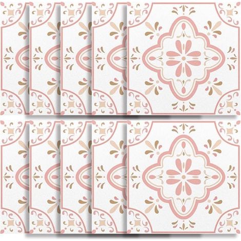 de autocollants muraux à décoller et coller pour carrelage mural cuisine salle bain Taille L Lot 10 rose (1/5)