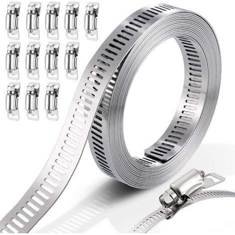 Fascette stringitubo regolabili in acciaio inox 304 – Elevata resistenza, resistenti alla corrosione, per tubi, cavi e impianti elettrici. (1/4)