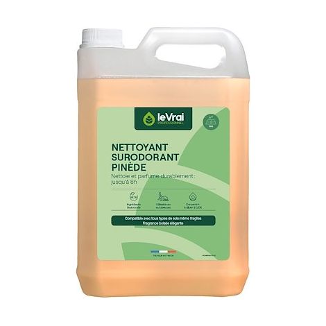 Détergent surodorant pour carrelage – Désinfecte toutes surfaces lavables – Parfum boisée longue durée – Bidon de 5 litres – Le Vrai Professionnel