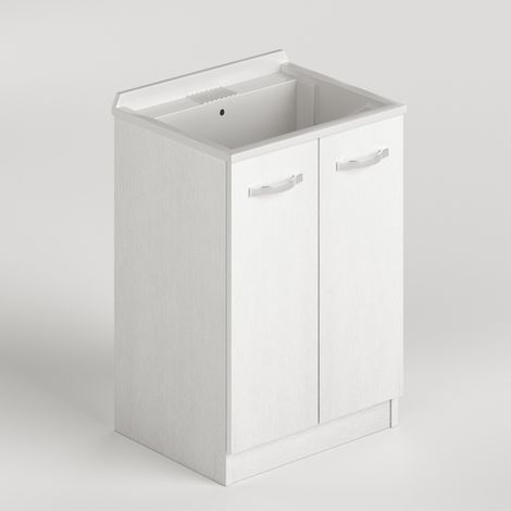 Mobile lavatoio in legno bianco frassinato. Lavatoi (1/4)