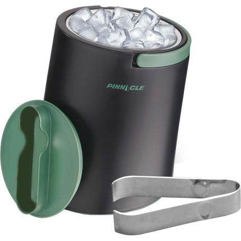 Seau à glace isotherme pour fêtes avec pince qui tient dans le couvercle - Seau à glace en acier inoxydable pour bar à cocktails avec poignées pliables pour bar intérieur/extérieur, sans BPA (1/5)