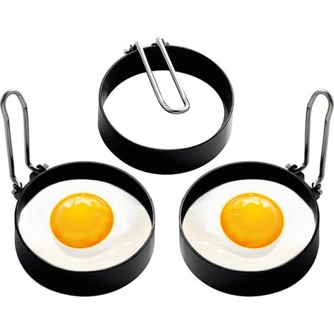 Anneau à œufs rond en acier inoxydable, anneaux de cuisson pour la cuisson, moule en forme de cercle en métal antiadhésif, outil de cuisine domestique pour les moules à sandwichs McMuffin frits (1/5)