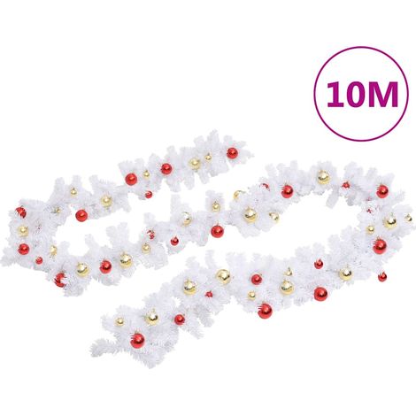 vidaXL Guirnalda de Navidad decorada con bolas blanco 10 m (1/2)