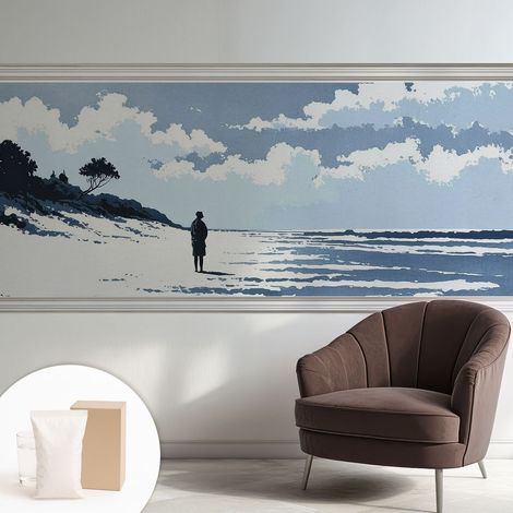 Papier peint intissé décoratif pour salon chambre et cuisine Facile à poser avec colle Silence de la plage 250x104 cm (1/5)