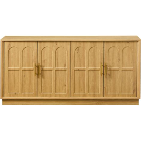 Grand buffet avec espace de rangement, vitrine moderne à façade incurvée, long meuble TV — Idéal pour le salon, la cuisine, la salle à manger ou le couloir.