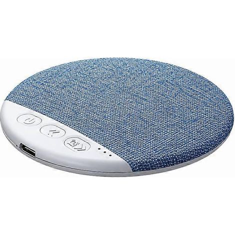 Enceinte de chevet sans fil avec revêtement en tissu, minuterie de sommeil, chargement USB-C, batterie haute capacité, bleue (1/5)
