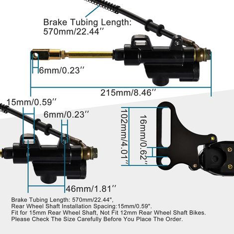 Rear brake assembly master cylinder caliper compatible with SSR 125cc and 110cc off-road scooters and Chinese scooters. (1/4)