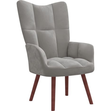 Chaise de relaxation Fauteuil relax - Gris clair Velours BonneVie-70876 (1/5)