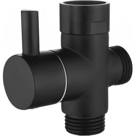 Robinet d'arrêt 3 voies en laiton G 1/2, compatible avec douche et douchette de salle de bain, noir (1/5)