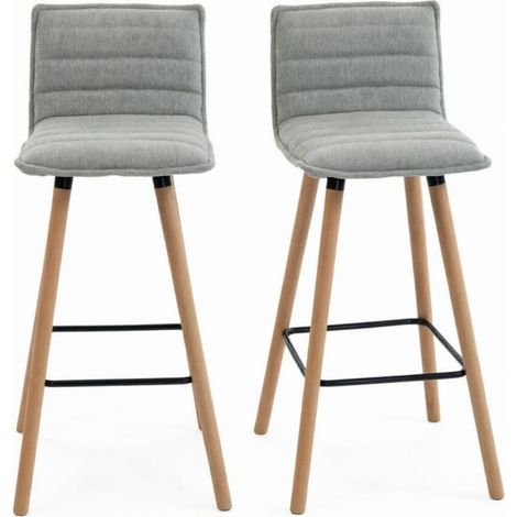Sgabelli da bar 48x48x99,5 cm in tessuto e legno grigio, facili da montare FloraGrace (1/5)