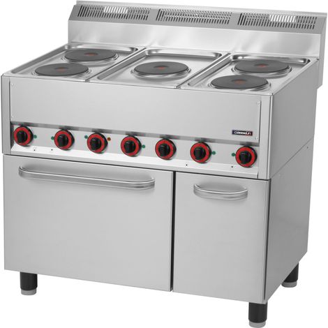 Fourneau électrique professionnel - 5 feux - Four ventilé GN 1/1 - 99cm - Casselin