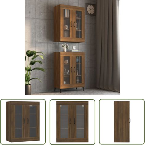 The Living Store Armoire murale suspendue Chêne marron 69,5x34x90 cm - Armoire Murale - Meuble De Rangement - Buffet - Étagère Murale - Décoration Intérieure (1/5)