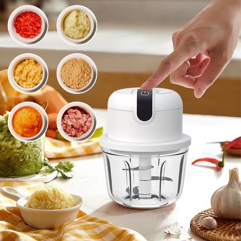 Mini hachoir électrique à oignons, 350 ml, rechargeable par USB, petit hachoir pouvant être utilisé pour hacher oignons, fruits, noix, viande et ail. (1/4)