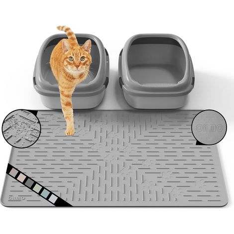 Tapis Litiere Chat en Silicone Caoutchouc(80 60cm), Facile à Nettoyer, Imperméable et Antidérapant, Tapis pour bac a Litiere Chat (1/5)