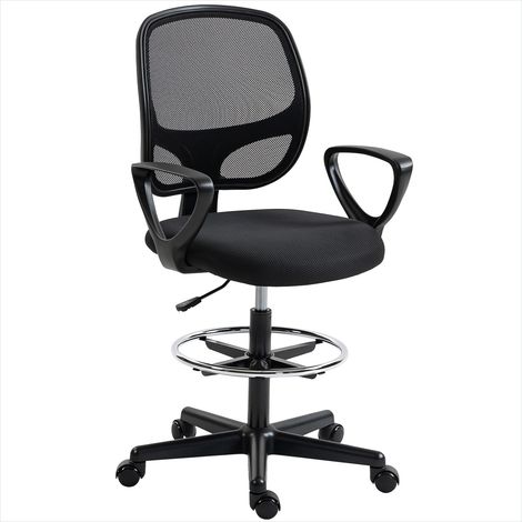 Chaise de bureau ergonomique avec repose-pieds réglable noir (1/5)