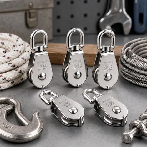 Puleggia rigida, acciaio inox 304 M25, puleggia semplice, portata 150 kg, argento (1/5)