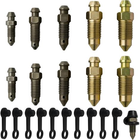 Lot de 10 vis de purge pour moto et vélo électrique Vis creuses M6 M7 M8 M10 pour étrier de frein et maître-cylindre Entretien de frein de précision avec embouts de (1/5)