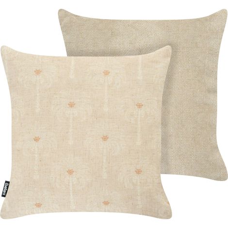 Gartenkissen 2er Set CALIA Pflanzenmuster 45 x 45 cm Beige (1/5)