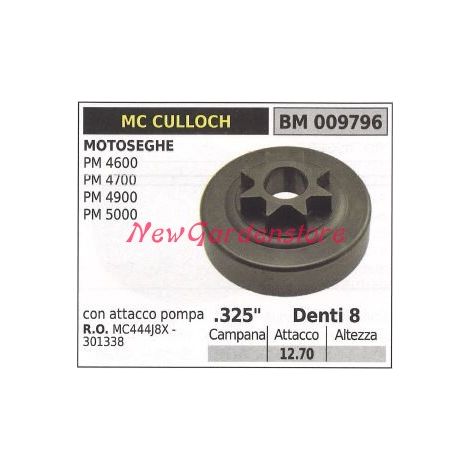 Piñón MC CULLOCH motor motosierra PM 4600 4700 4900 .325' dientes 8 009796