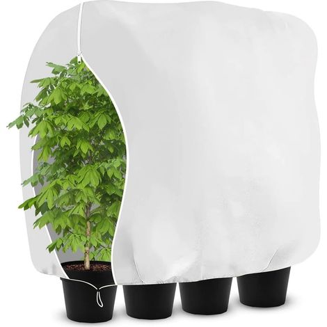 Funda de invierno para plantas de exterior (200 x 240 cm), con cordón y cremallera, ideal para proteger plantas.