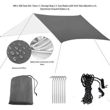 Bâche de camping pour hamac, double-toit imperméable, pare-soleil et tapis de pique-nique — Idéal pour le plein air, la plage et les voyages (1/5)