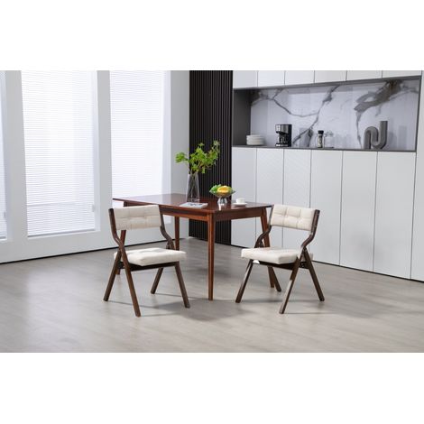 Chaise pliante crème avec coussin rembourré, design bois, portable et empilable, idéale pour salle à manger, cuisine, bureau, événements et réceptions, pack de 2 chaises confortables (1/5)