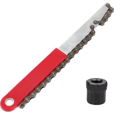 Clé à chaîne en acier au carbone pour démontage de roue libre de vélo, avec douille, compatible avec les roues libres courantes à 6/7/8/9/10/11 vitesses. (1/5)