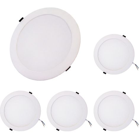 Lot de 5 Spots LED Encastrables Extra-Plats D100 6W CCT IP44 Blancs - 110 deg - Switch 3000-4000-6500K