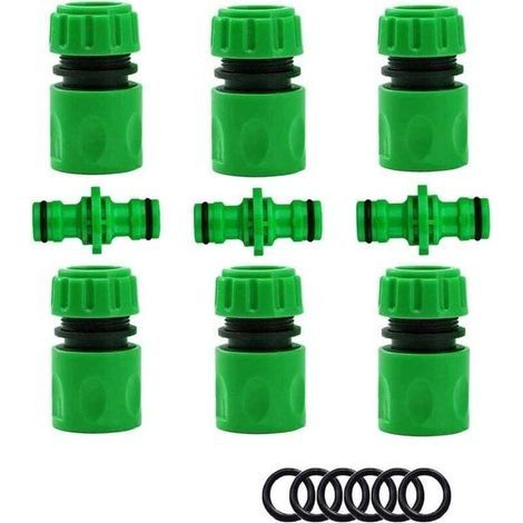 Raccord Tuyau d'Arrosage,Connecteur Arrosage Accessoires de Tuyau (6 Raccord de Tuyau Rapide, 3 Raccord Mâle Double), Kit de Connexion Rapide et Facile. (1/5)