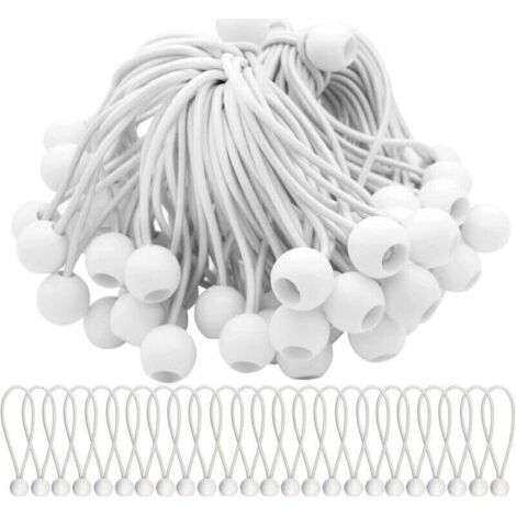 Confezione da 50 tenditori elastici, corde elastiche con palline, corde elastiche a molla, palline elastiche per tendoni, tende, striscioni e teloni.