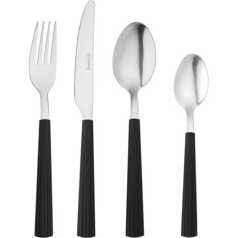 Couverts de bistro, ensemble de 16 pièces, acier inoxydable 18/0, manche rayé, noir (1/5)