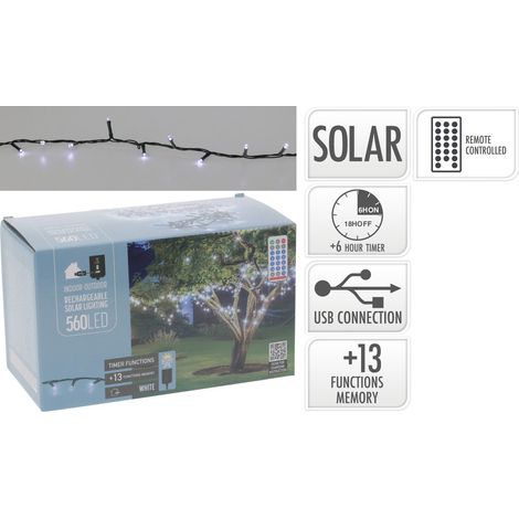 Catena luminosa ricaricabile, 800 LED, luce bianco freddo