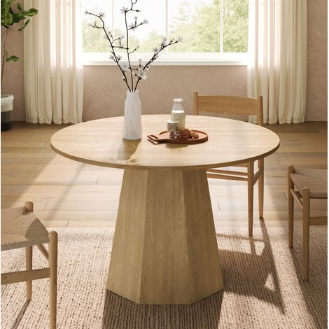 Mesa de comedor redonda 120 x 120 cm roble – estilo nórdico, para 4-6 personas (1/5)