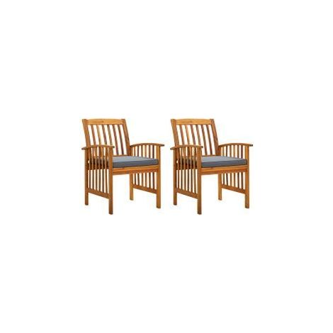 Chaises à dîner de jardin 2pcs et coussins Bois d'acacia massif (1/5)
