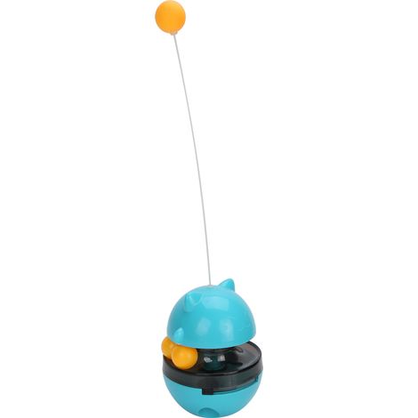 Distributeur de nourriture pour chats avec fuite, en ABS, à rouler, pour l'entraînement à la balle, jouet interactif bleu (1/5)