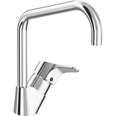 Porcher – Mitigeur de cuisine col de cygne haut orientable – Poignée métal – Cartouche céramique 38 mm – Limiteur de température intégré - D0797aa (1/2)