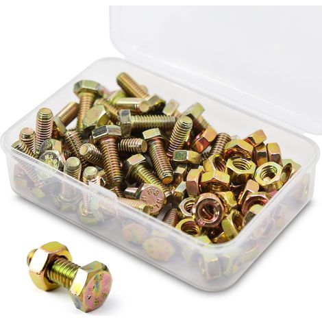 (40 Ensemble) M6 x 16mm Boulons et écrous,à six pans de Coin Extérieur Vis Hexagonale,8.8 Acier galvanisé (1/5)