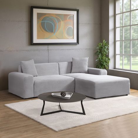 HOME DELUXE Ecksofa AMELIO Cord - Grau Rechts
