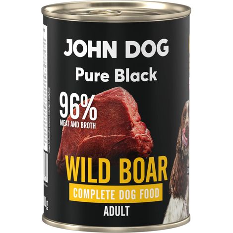 John Dog - Pure Black - Alimento húmedo mono para perros adultos Jabalí 400 g (1/2)
