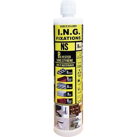 Ing Fixations – Résine de scellement chimique 300ml beige – Pour tiges filetées M8 à M16 – Pose en trous secs et humides – Normes LEED A+