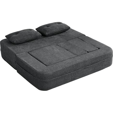 Canapé nuage modulaire avec fauteuil, canapé-lit pliable sans montage, lit d’appoint et canapé au sol, canapé convertible avec poches latérales à l’avant des accoudoirs pour téléphone et télécommande, (1/5)