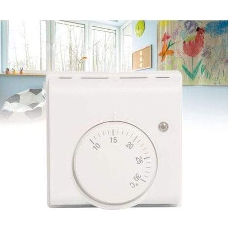Thermostat d'ambiance, thermostat mécanique 220V, régulateur de température, climatisation et chauffage au sol, chauffage au sol, montage en saillie avec interrupteur marche/arrêt. (1/4)